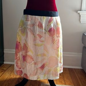 Ann Taylor zipper back ribbon band floral skirt